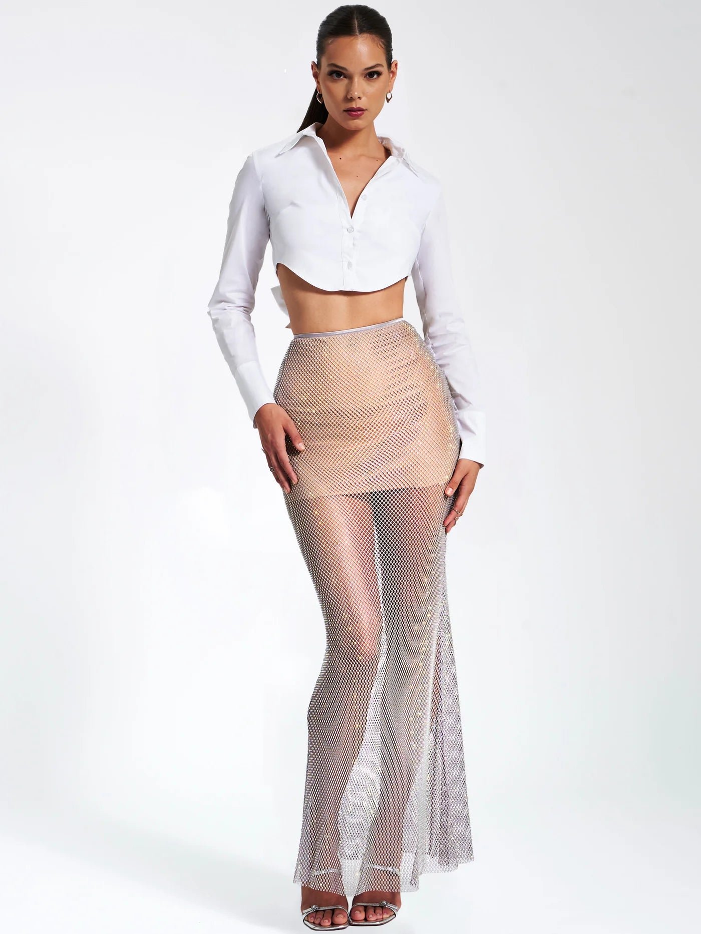 GLORIA MESH RHINESTONE MAXI SKIRT - Image 8